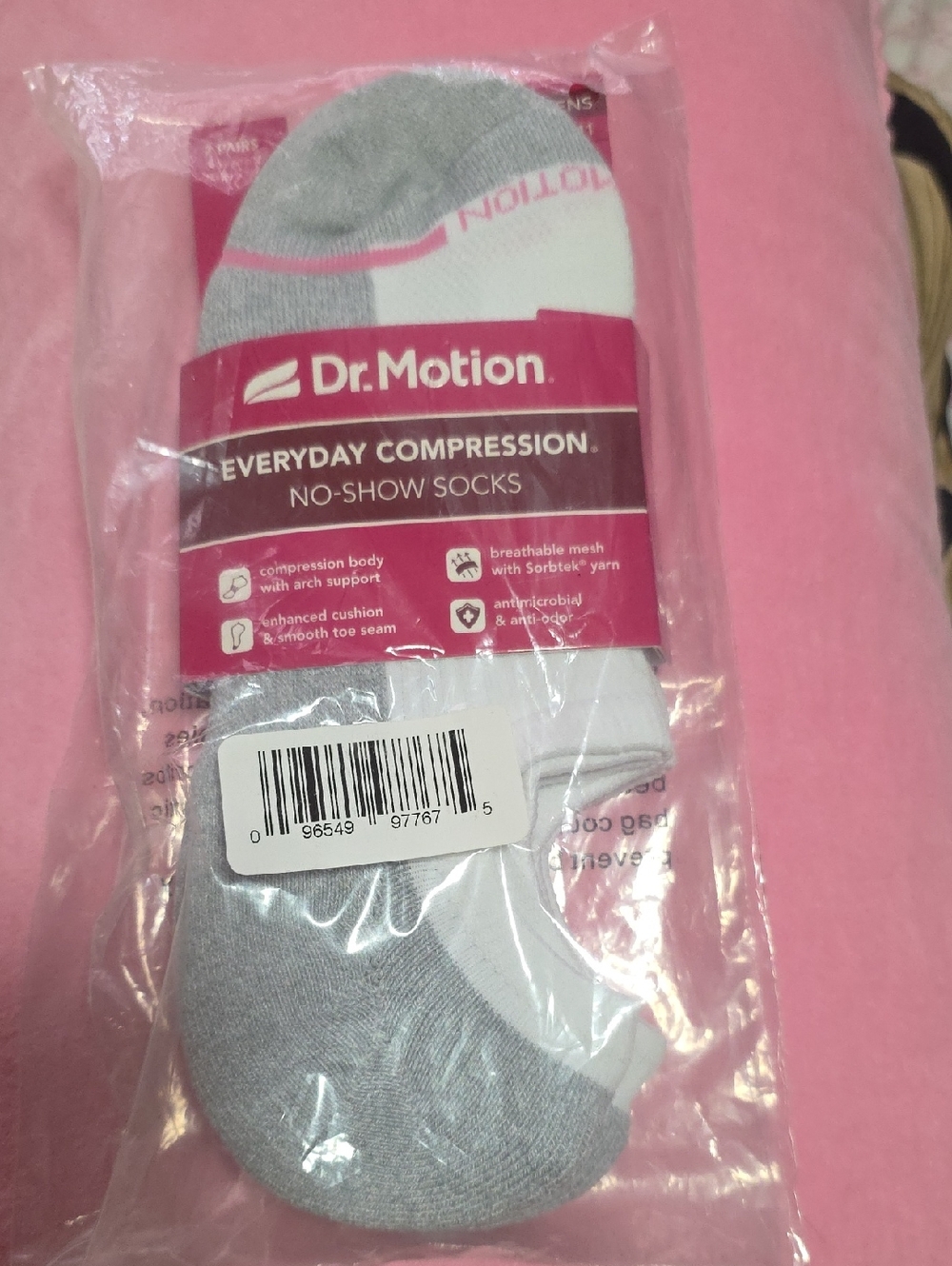 Everyday Compression No-Show Socks - Gray & White